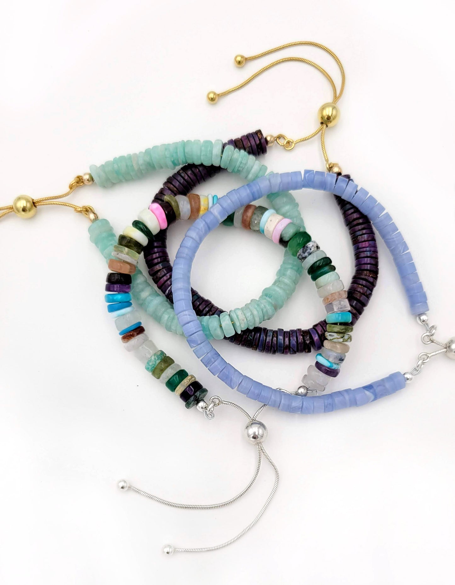 Natural Gemstone Heishi Bracelet Amazonite