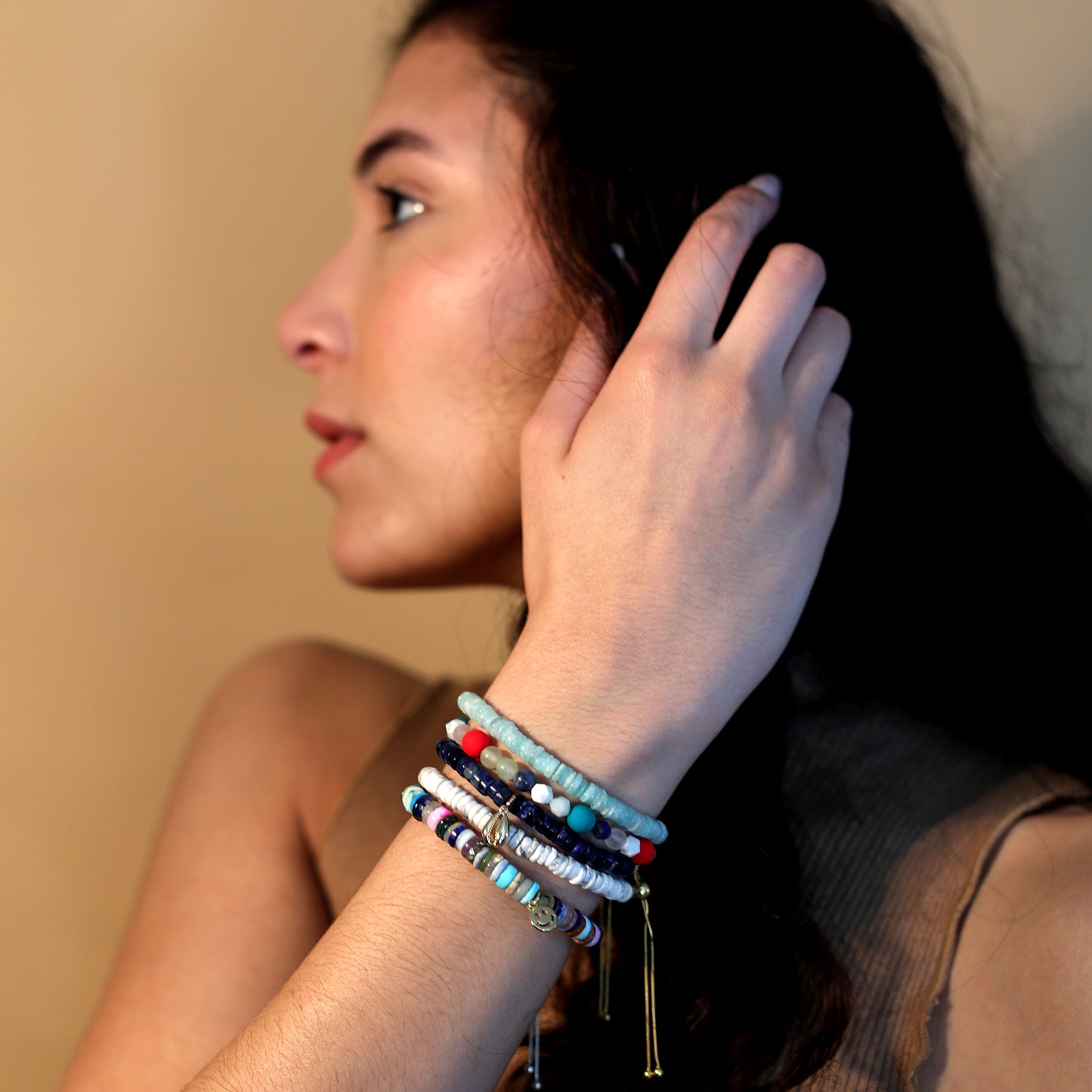 Natural Gemstone Heishi Bracelet Amazonite